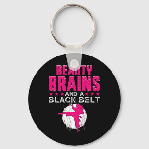 Karate Shirt Beauty Brains And Black Belt Funny Key Ring