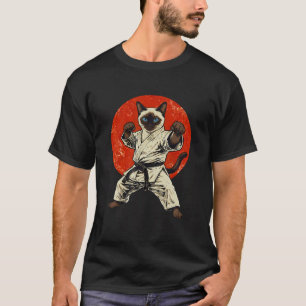 Karate Siamese Cat Martial Arts Retro Japanese T-Shirt