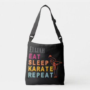Karate Silhouette Japan Modern Trendy Black Crossbody Bag