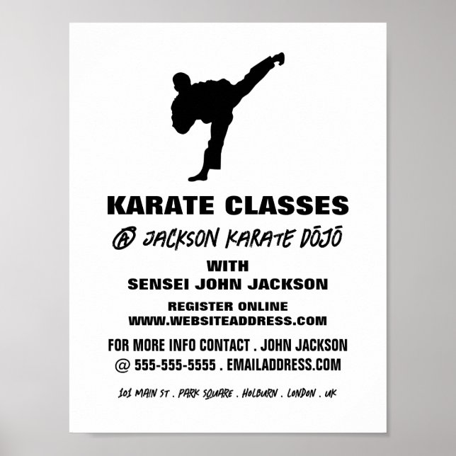 Karate Silhouette, Karate Class Advertising Poster (Front)