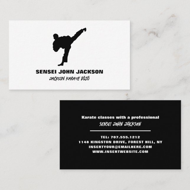 Karate Silhouette, Karate Sensei Business Card (Front/Back)