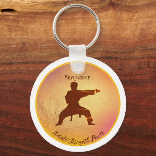 Karate Silhouette Modern Martial Arts Personalized Key Ring