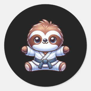 Karate Sloth Adorable Master Martial Art Classic Round Sticker