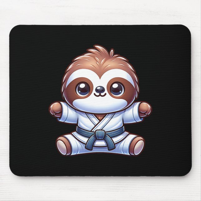 Karate Sloth Adorable Master Martial Art  Mouse Pad (Front)