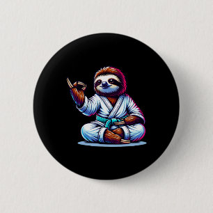 Karate Sloth Embracing Calm Serenity 6 Cm Round Badge