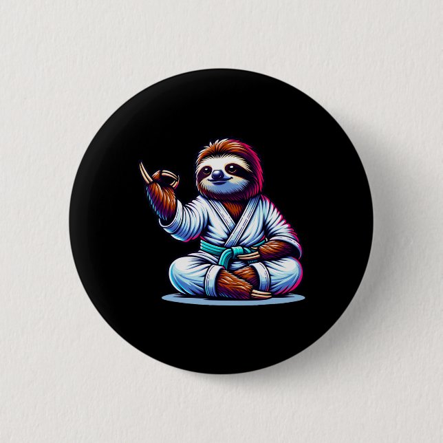 Karate Sloth Embracing Calm Serenity  6 Cm Round Badge (Front)