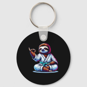 Karate Sloth Embracing Calm Serenity  Key Ring