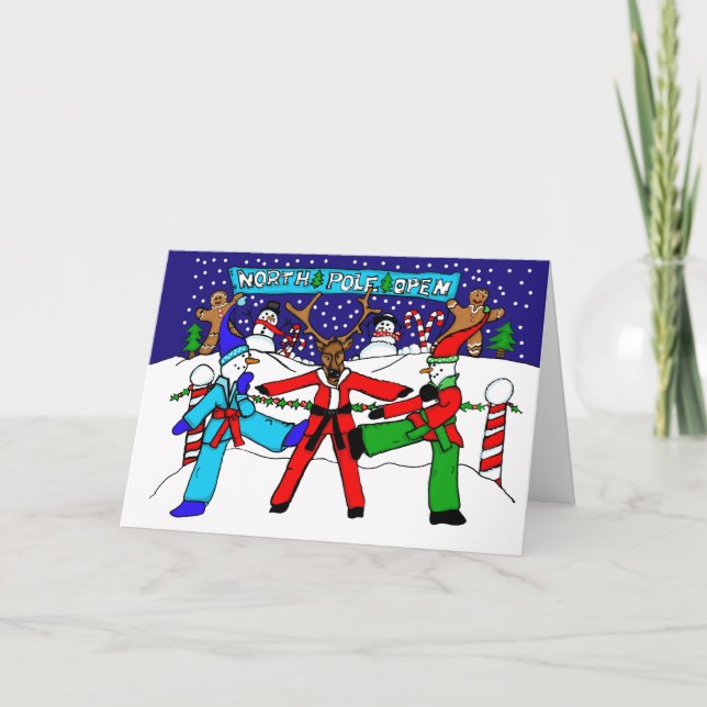 Karate Snowmen and Reindeer Karate Tournament Card (Front)