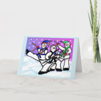 Karate Snowmen with Weapons Card