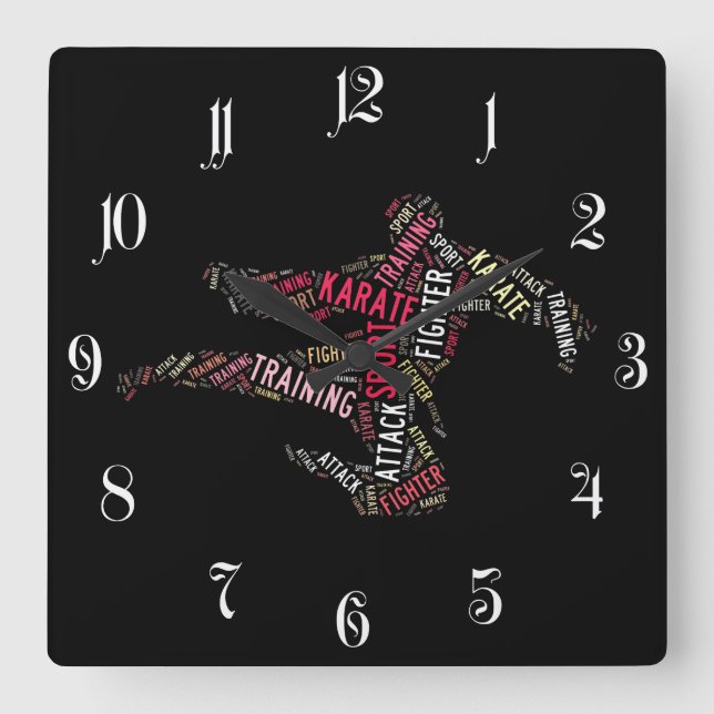 Karate Square Wall Clock (Front)