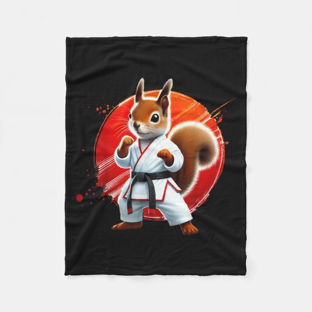 Karate Squirrel Martial Arts Fighter Judo Fleece Blanket (Front)