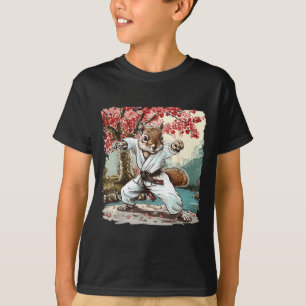 Karate Squirrel Sakura Tree Jiu-Jitsu Taekwondo T-Shirt