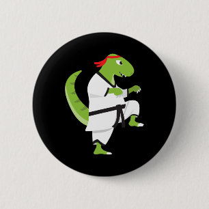 Karate T-rex Cool Cute Dinosaur Fighter Halloween  6 Cm Round Badge