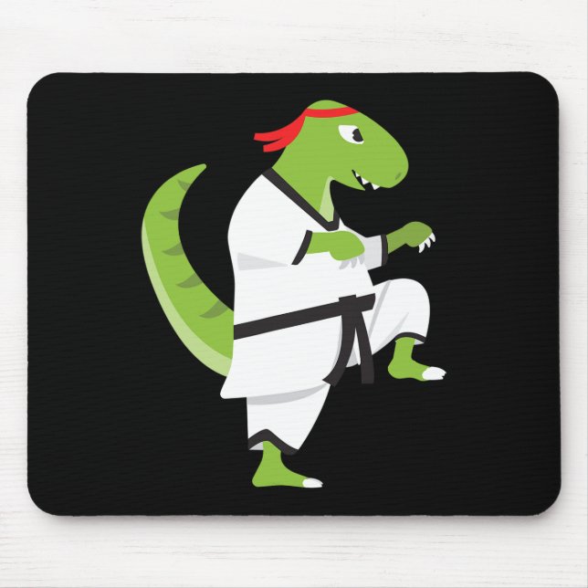 Karate T-rex Cool Cute Dinosaur Fighter Halloween  Mouse Pad (Front)