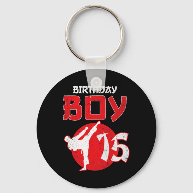 Karate Taekwondo 15 Years Old Birthday Martial Art Key Ring (Front)