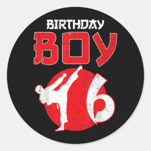 Karate Taekwondo 6 Years Old Birthday Martial Arts Classic Round Sticker