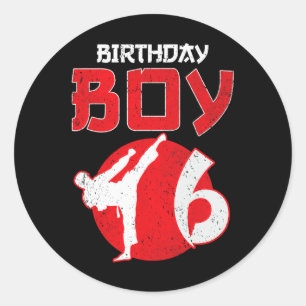 Karate Taekwondo 6 Years Old Birthday Martial Arts Classic Round Sticker
