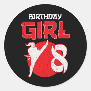 Karate Taekwondo 8 Years Old Birthday Martial Arts Classic Round Sticker