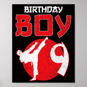 Karate Taekwondo 9 Years Old Birthday Martial Arts Poster