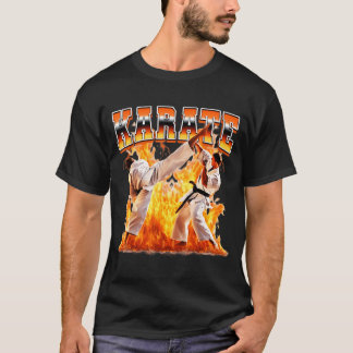 Karate Taekwondo Flames 90s Bootleg Style T-Shirt