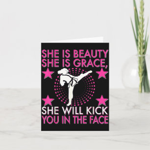 Karate Taekwondo Girl Women Karate Kick Card