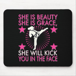 Karate Taekwondo Girl Women Karate Kick Mouse Pad