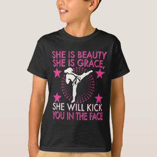 Karate Taekwondo Girl Women Karate Kick  T-Shirt