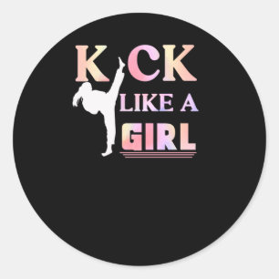 Karate Taekwondo Jiu Jitsu Girl Fighting Fun Classic Round Sticker