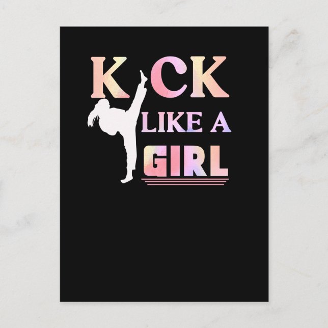 Karate Taekwondo Jiu Jitsu Girl Fighting Fun Postcard (Front)