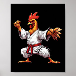 Karate Taekwondo Judo Kung Fu Chicken Rooster Gift Poster