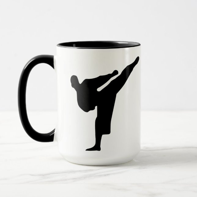 Karate / Taekwondo Kick Silhouette Coffee Mug (Left)