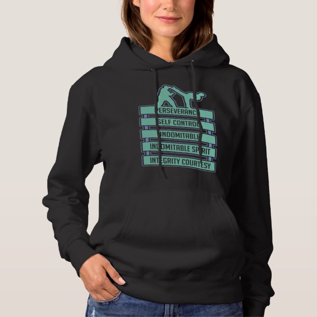 Karate Taekwondo Tenets  Black Belt Karate Trainer Hoodie (Front)