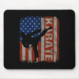 Karate Taekwondo Usa American Flag Vintage 4th Of Mouse Pad