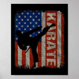 Karate Taekwondo Usa American Flag Vintage 4th Of  Poster