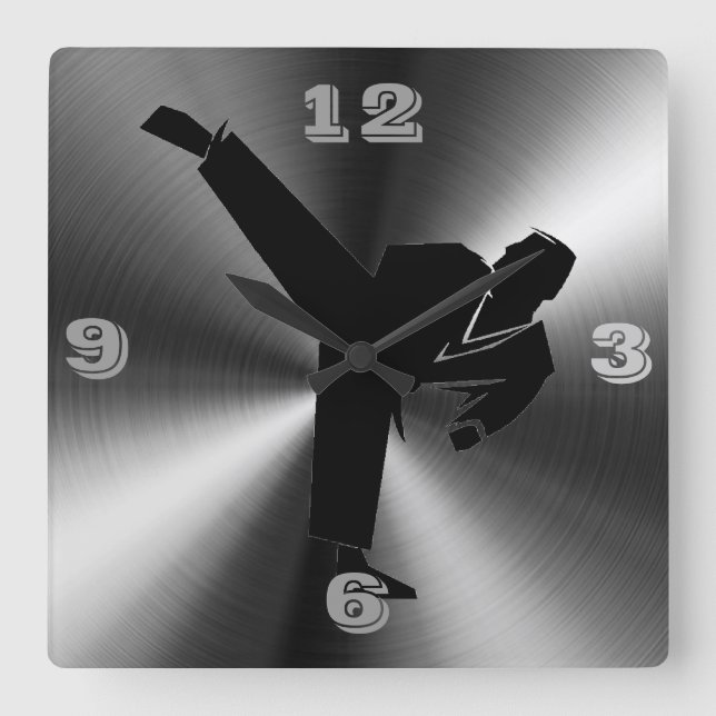 Karate Tic Toc Square Wall Clock (Front)