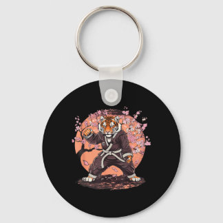 Karate Tiger Sakura Flowers Taekwondo Jiu-Jitsu Key Ring