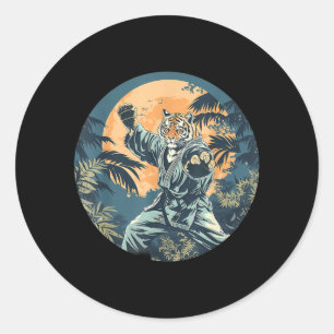 Karate Tiger Sunset Mma Tiger Lover Jiu-Jitsu Classic Round Sticker