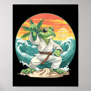 Karate Toad Beach Sunset Martial Arts Taekwondo Poster