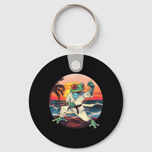 Karate Toad Sunset Beach Taekwondo Toad Lover Key Ring (Front)