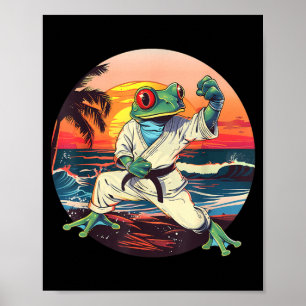 Karate Toad Sunset Beach Taekwondo Toad Lover Poster