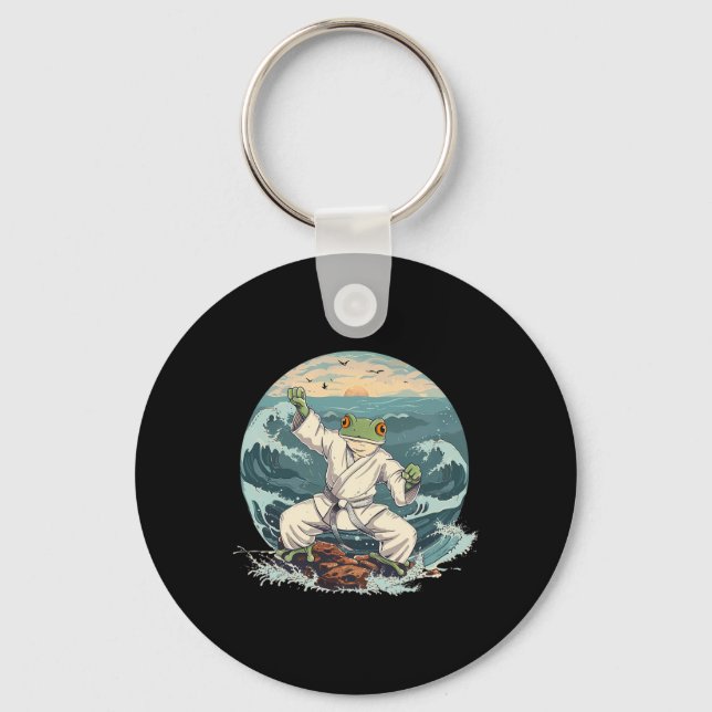 Karate Toad Taekwondo Beach Sunset Martial Arts To Key Ring (Front)