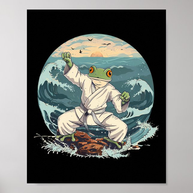 Karate Toad Taekwondo Beach Sunset Martial Arts To Poster (Front)