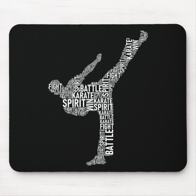 Karate Typography - Martial Arts Coach Comt Self D Mouse Pad (Front)