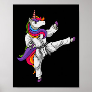 Karate Unicorn Black Belt Japanese Martial Arts Lo Poster