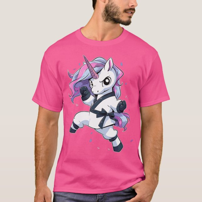 Karate Unicorn Girl Martial Arts Taekwondo Kickbox T-Shirt (Front)