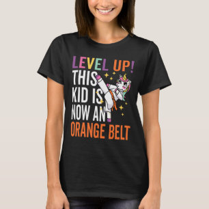 Karate Uniform Unicorn Level Up Orange Belt Award  T-Shirt