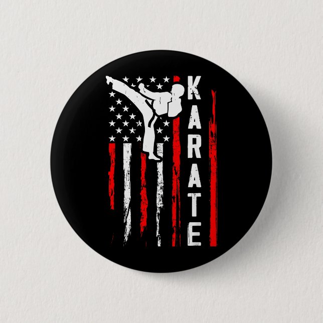 Karate USA American Flag 6 Cm Round Badge (Front)