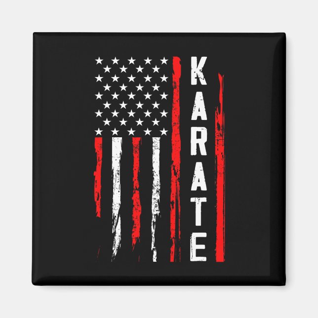 Karate Usa American Flag  Magnet (Front)
