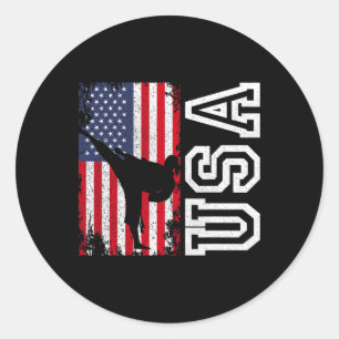 Karate Usa Flag 4th Of July Patriotic American Classic Round Sticker