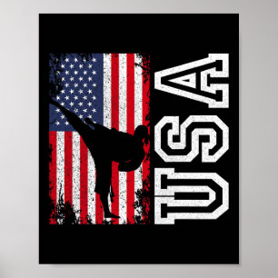 Karate Usa Flag 4th Of July Patriotic American  Poster